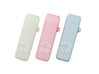 iPod shuffle用シリコンケース(ピンク・クリアホワイト)
